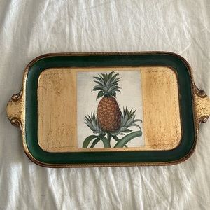 Vietri vintage Florentine gold and green pineapple tray.